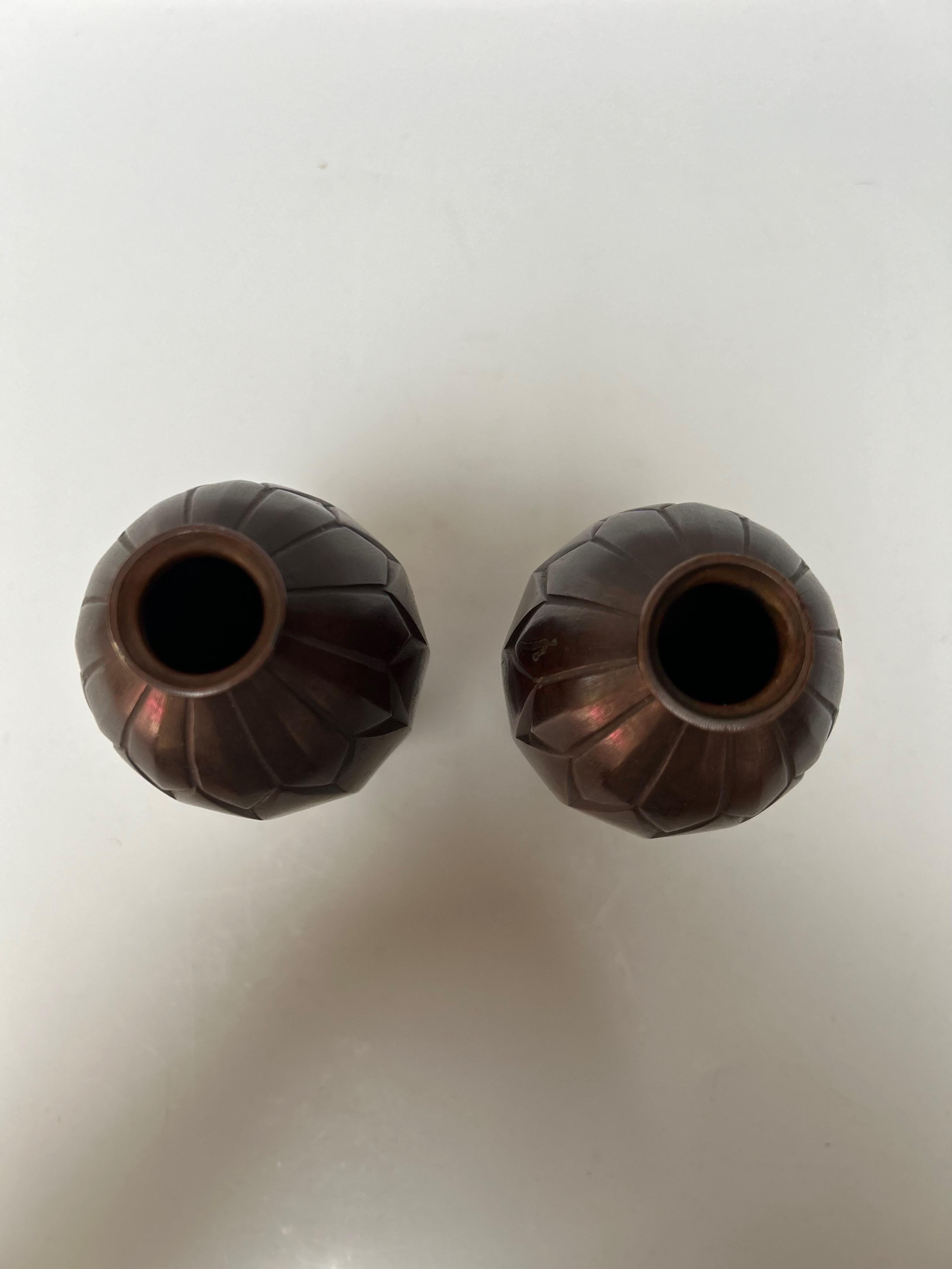 20th Century Pair Of Vases In Dinanderie De Christofle For Sale