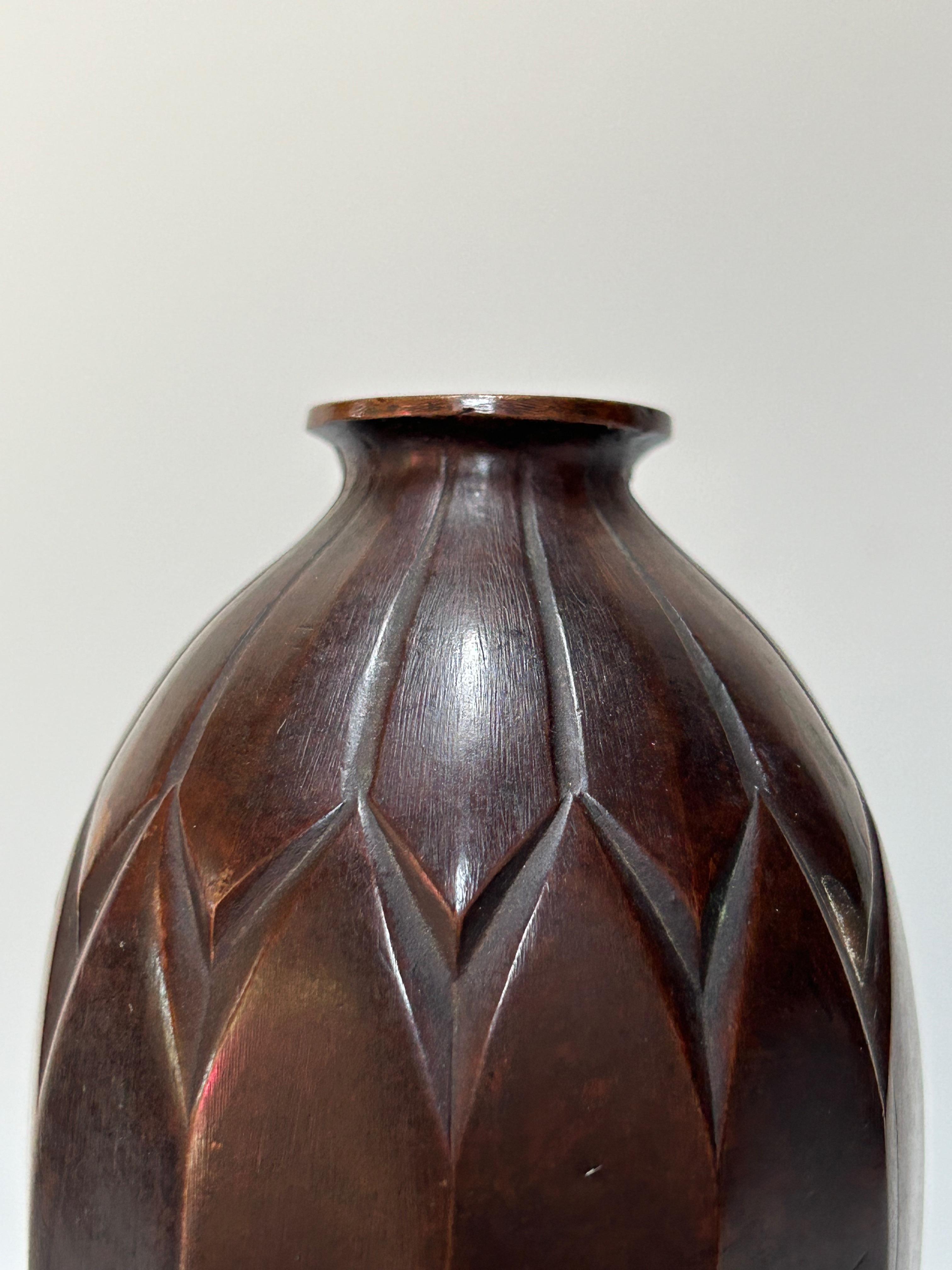 Pair Of Vases In Dinanderie De Christofle For Sale 1