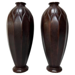 Pair Of Vases In Dinanderie De Christofle