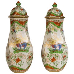 Pair of Vases in Dragon in Compartments Pattern