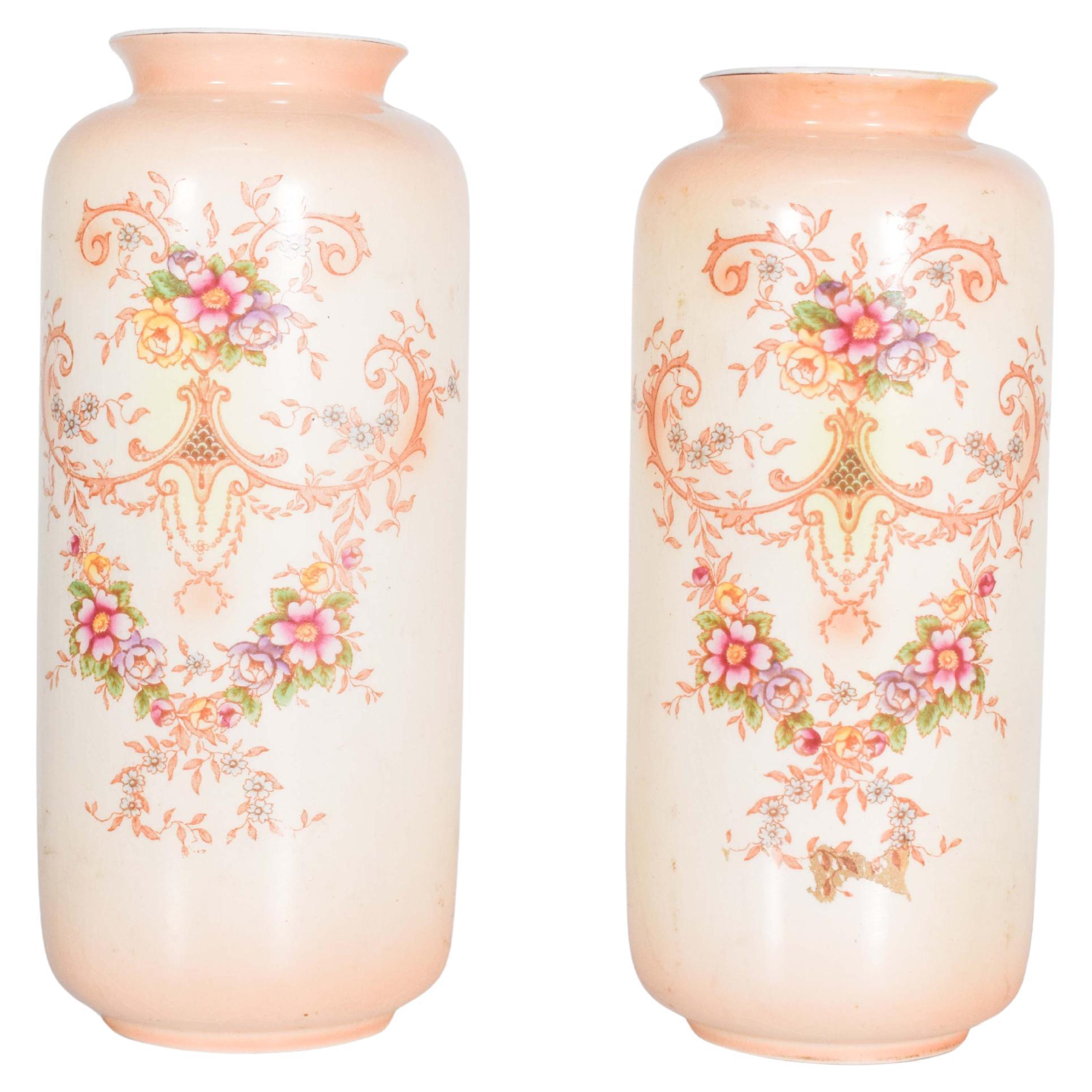 Coppia di vasi in ceramica inglese