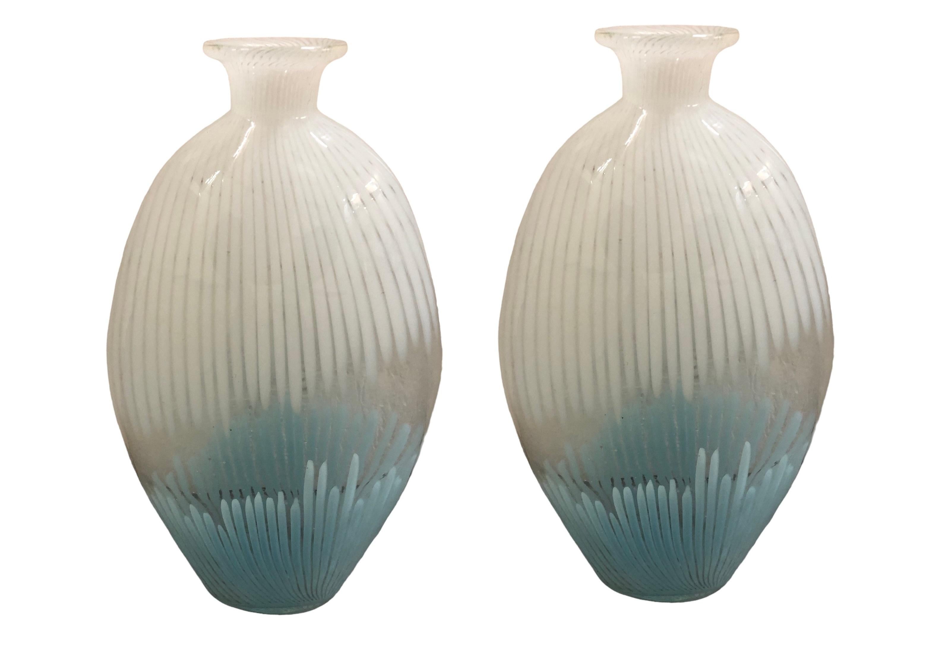 Pair of Vases in Murano, 1970, Italian For Sale