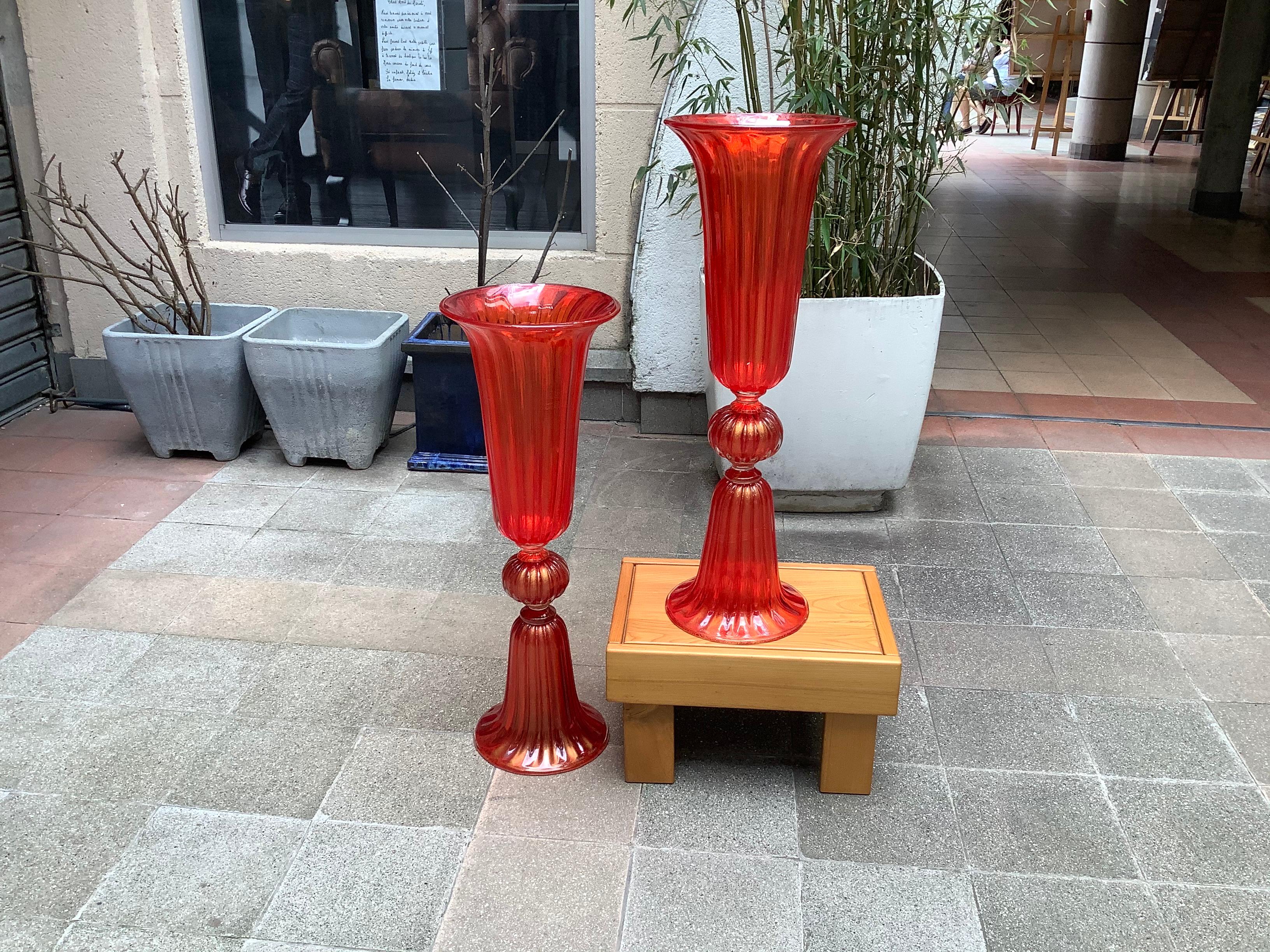 Pair of vases in Murano glass signed by A .Dona.