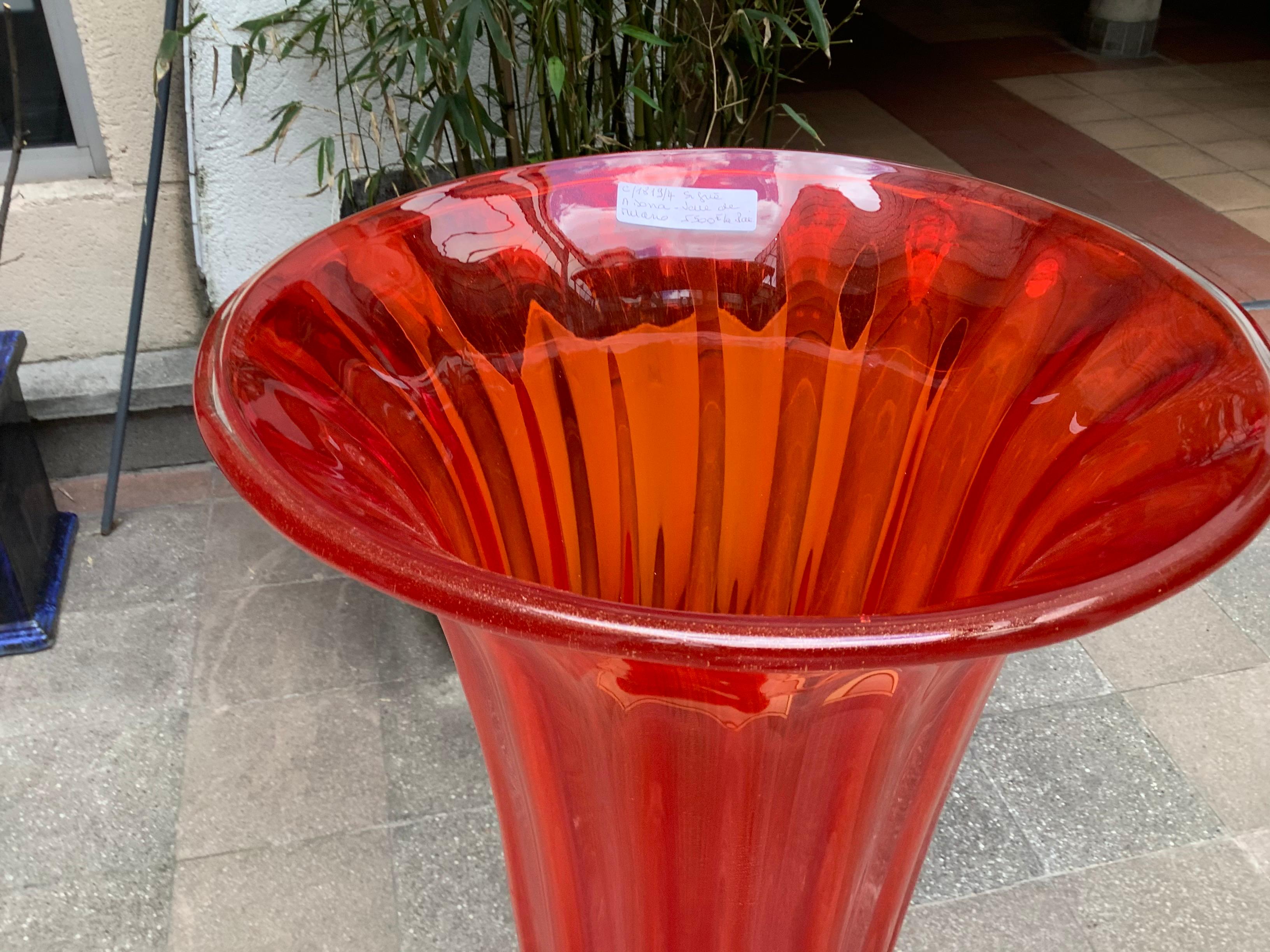 Fine XX secolo Coppia di vasi in vetro di Murano firmati 
