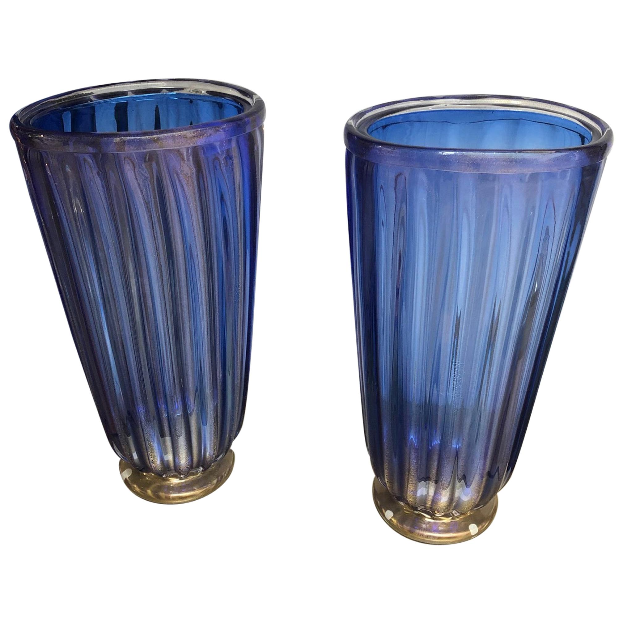 Pair of Vases in Murano Glass Signed “A Dona”