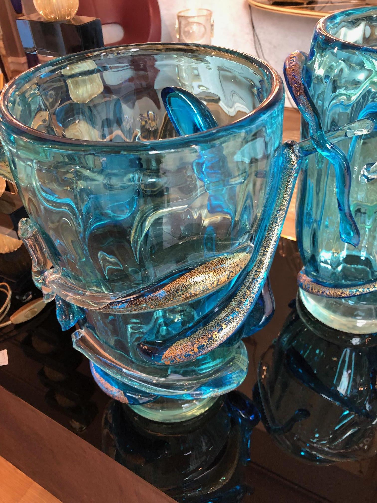 Italian Pair of Vases in Murano Glass Signed “Costantini Murano”