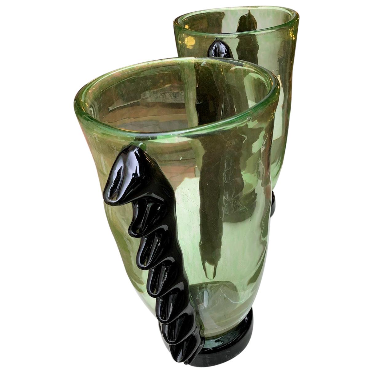 Pair of Vases in Murano Glass Signed “Costantini Murano”