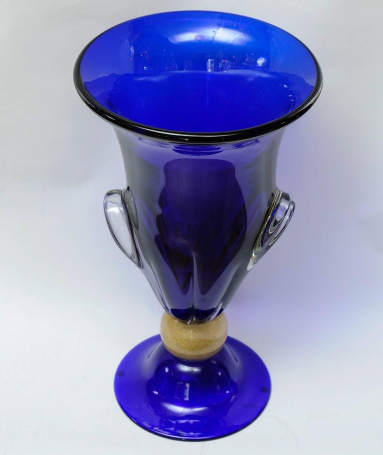 Italian Pair of Vases in Murano Glass Signed 