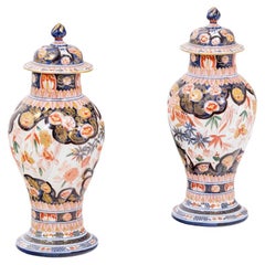 Pair of Vases in Porcelain of Imari, circa 1880