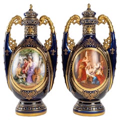 Pair of Vases in Vienna Porcelain, Napoleon III Period