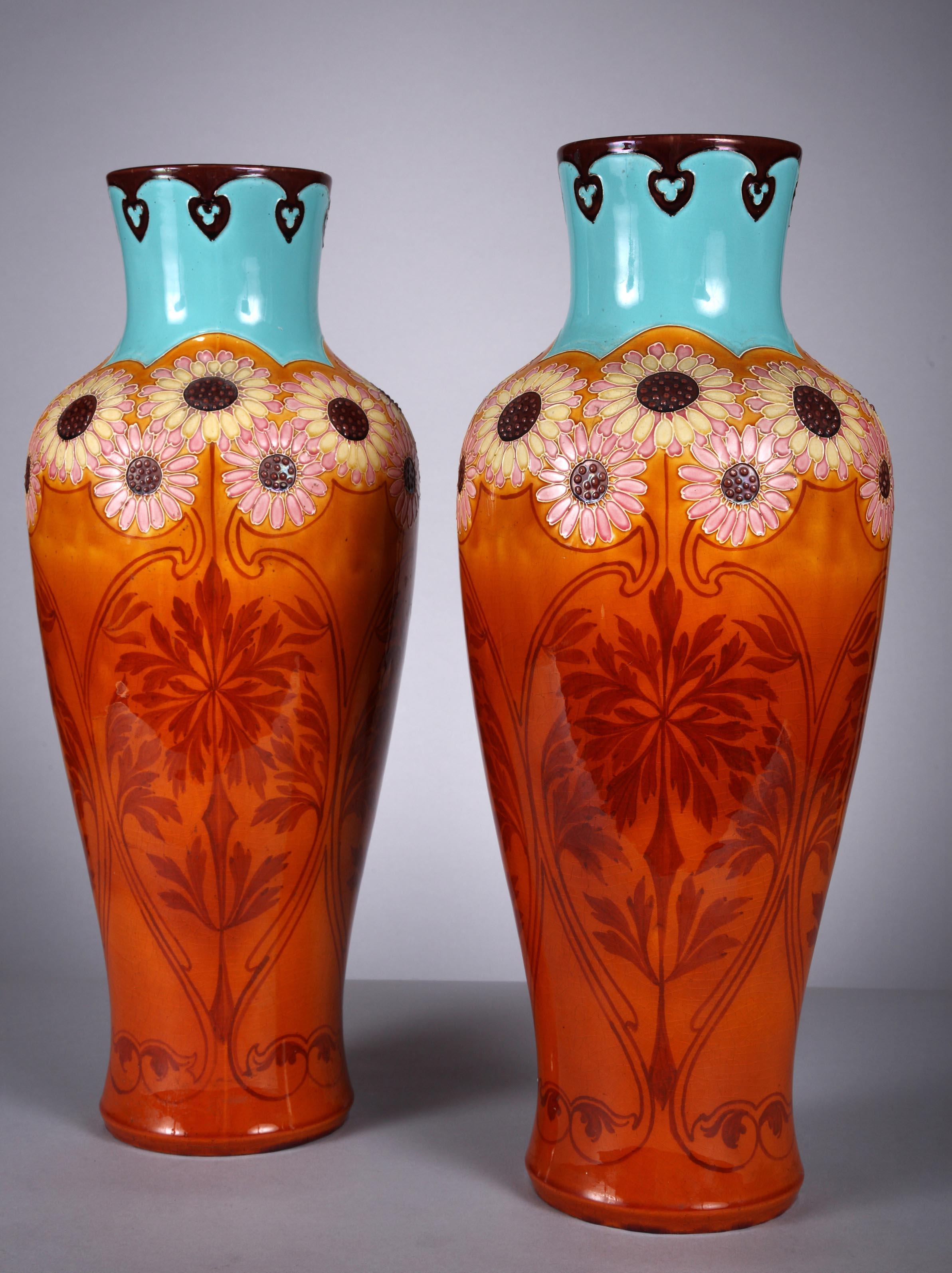 LIBERTY
Pair of Vases
England
Circa 1910
Factory production mark stamped on the underside of the vase 
