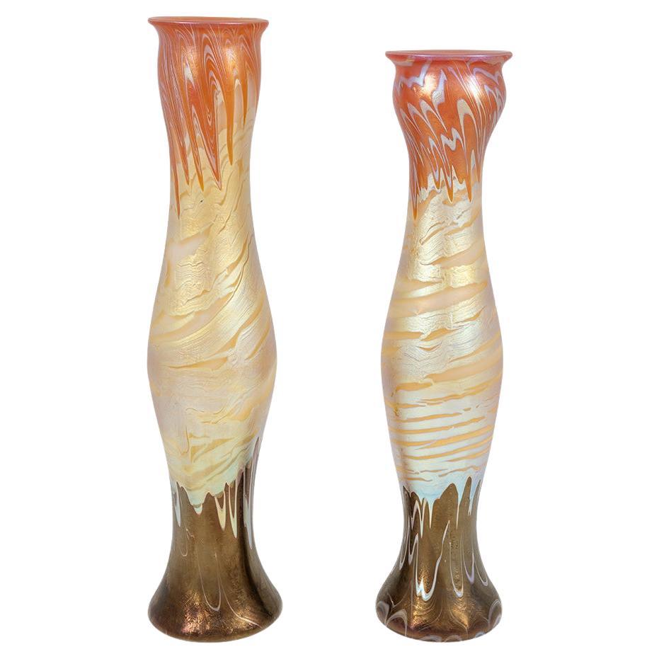 Pair of Vases Loetz PG 358 circa 1900 Bohemian Glass Art Nouveau For Sale