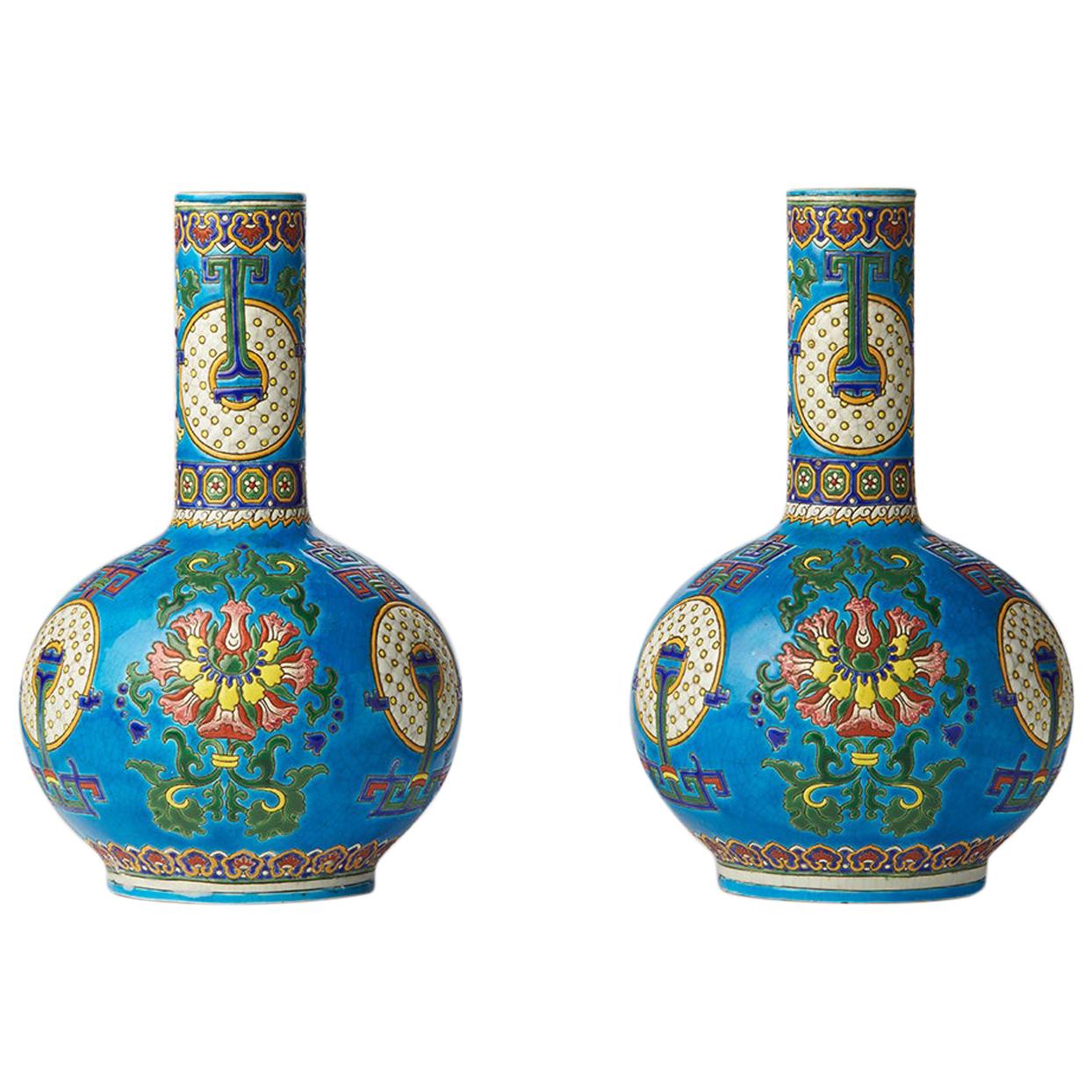 Pair of Vases, Manufacture Vieillard, France For Sale