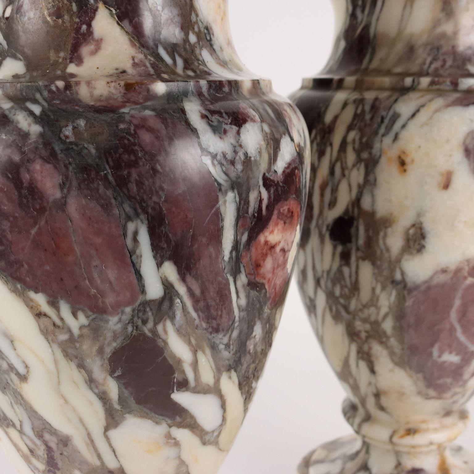 Italian Pair of Vases Marble Italy XIX-XX Century, Italy, Late '800s - Early '900s