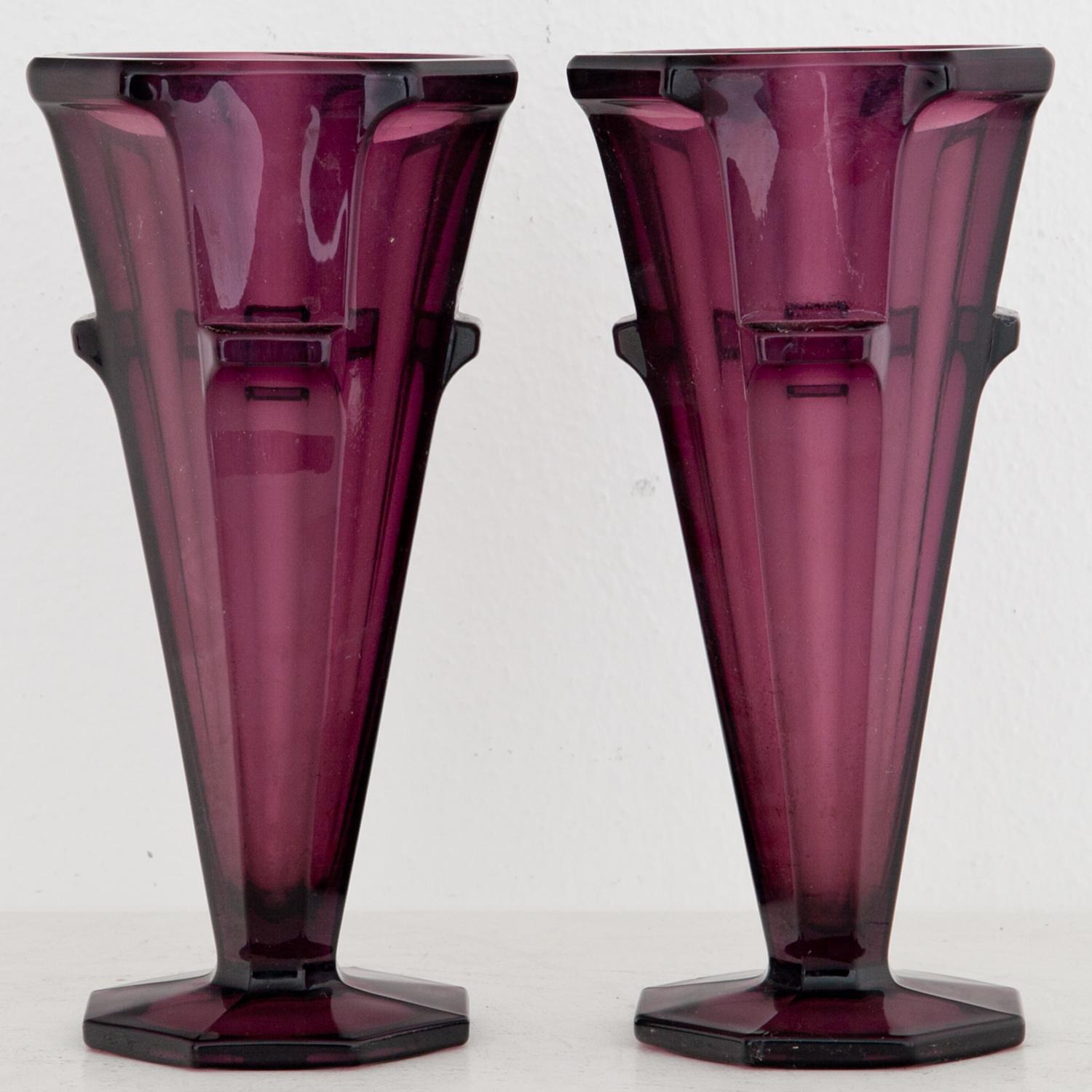 Glass Pair of Vases, Mid-20th Century