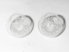 Paire de vases à fleurs en verre soufflé à la bouche, filigrana, Art déco de Murano, années 1930, Italie