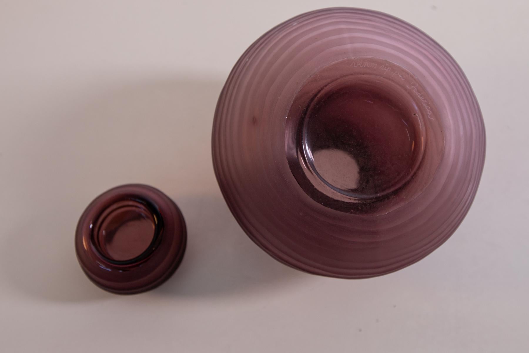 Pair of Vases of Murano Bordeaux, Signed, 1980s In Good Condition In Milano, IT