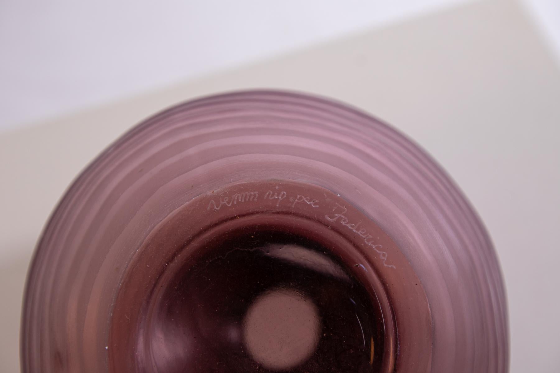 Late 20th Century Pair of Vases of Murano Bordeaux, Signed, 1980s