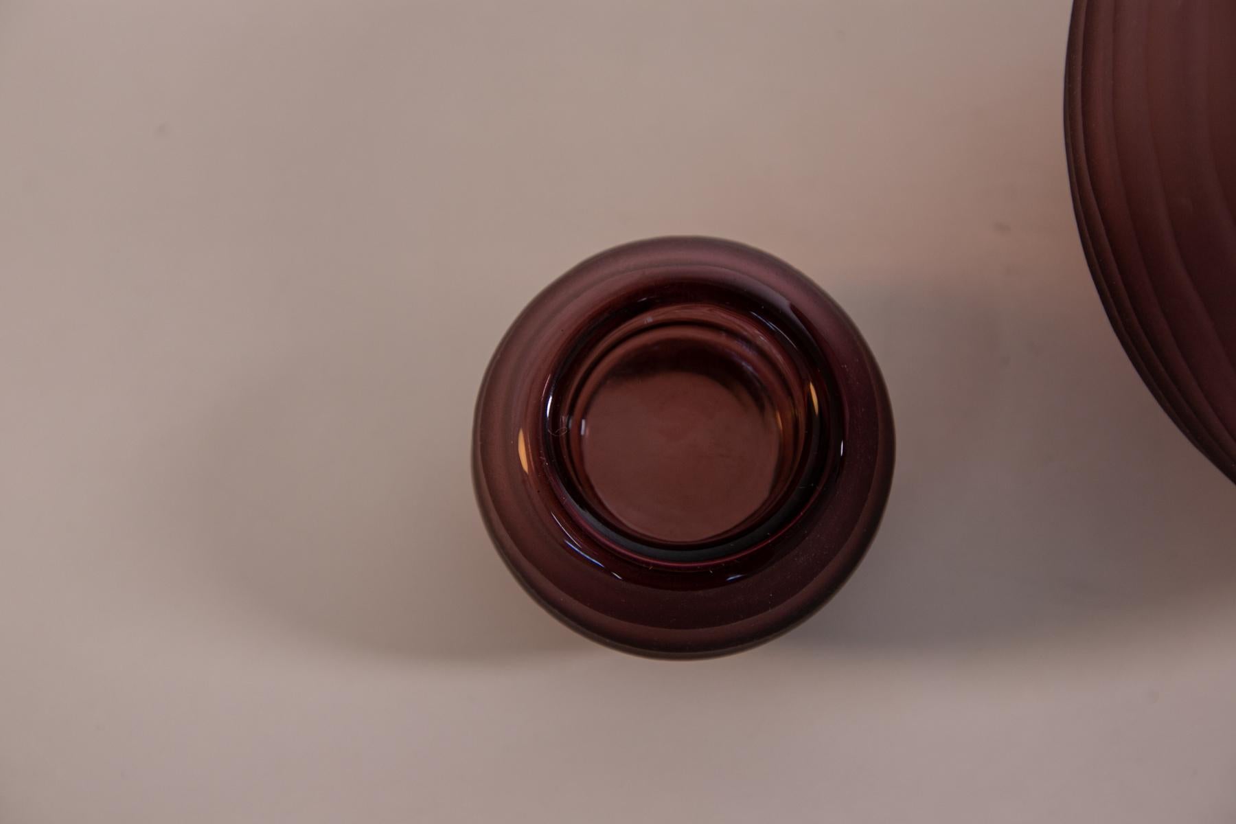 Pair of Vases of Murano Bordeaux, Signed, 1980s 1
