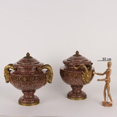 Pair of Vases Pink Granite Napoleon III France 19th Century Antiques