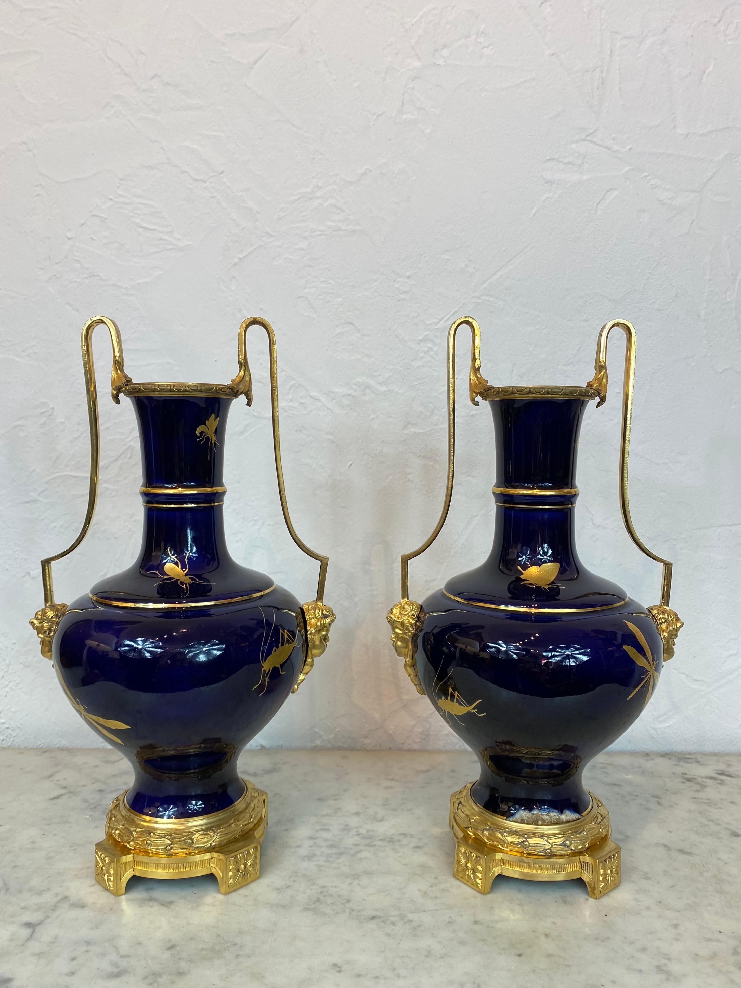 French Pair Of Vases - Porcelain/bronze - Sèvres - France - 19th Century