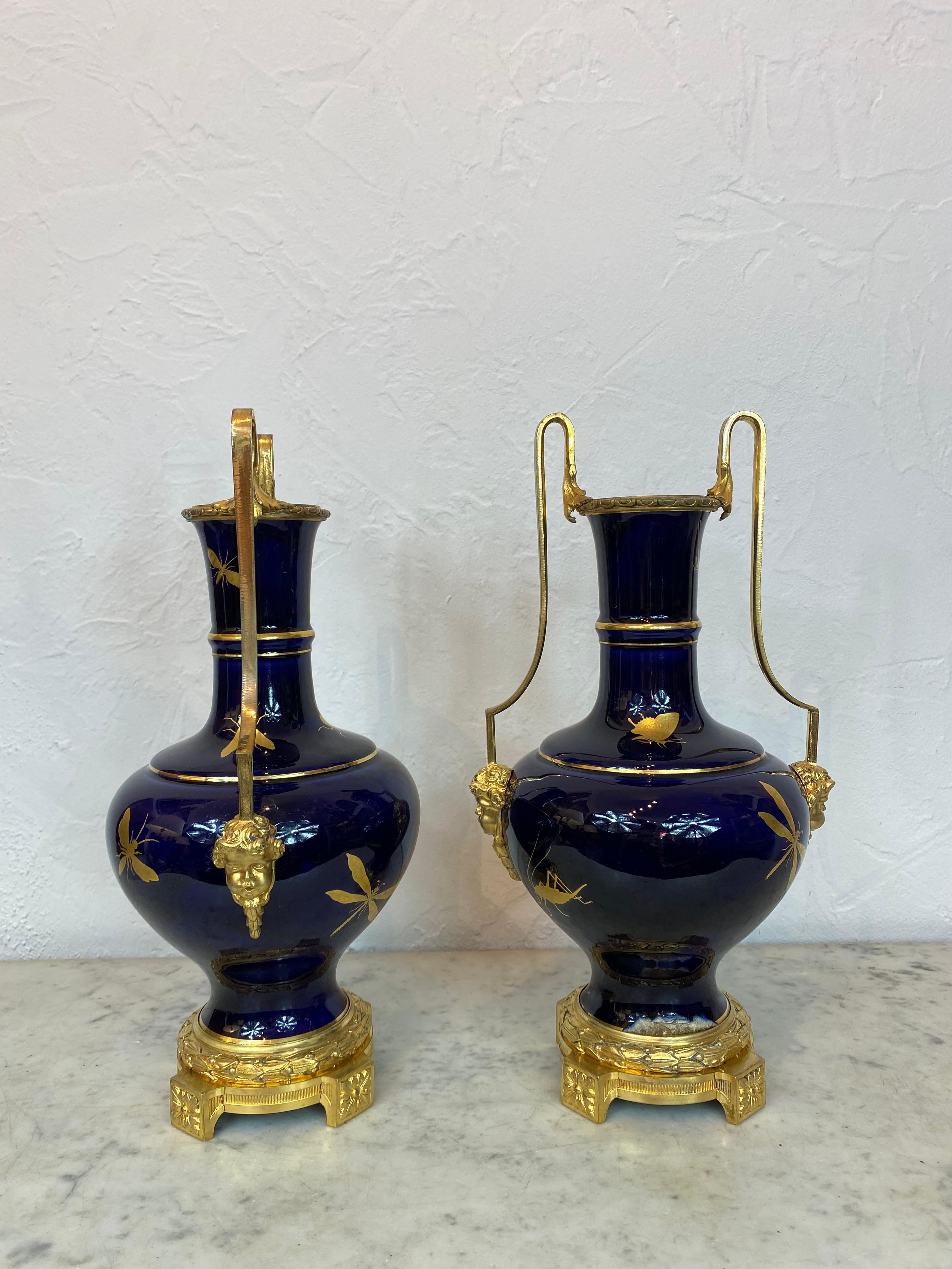 Bronze Pair Of Vases - Porcelain/bronze - Sèvres - France - 19th Century