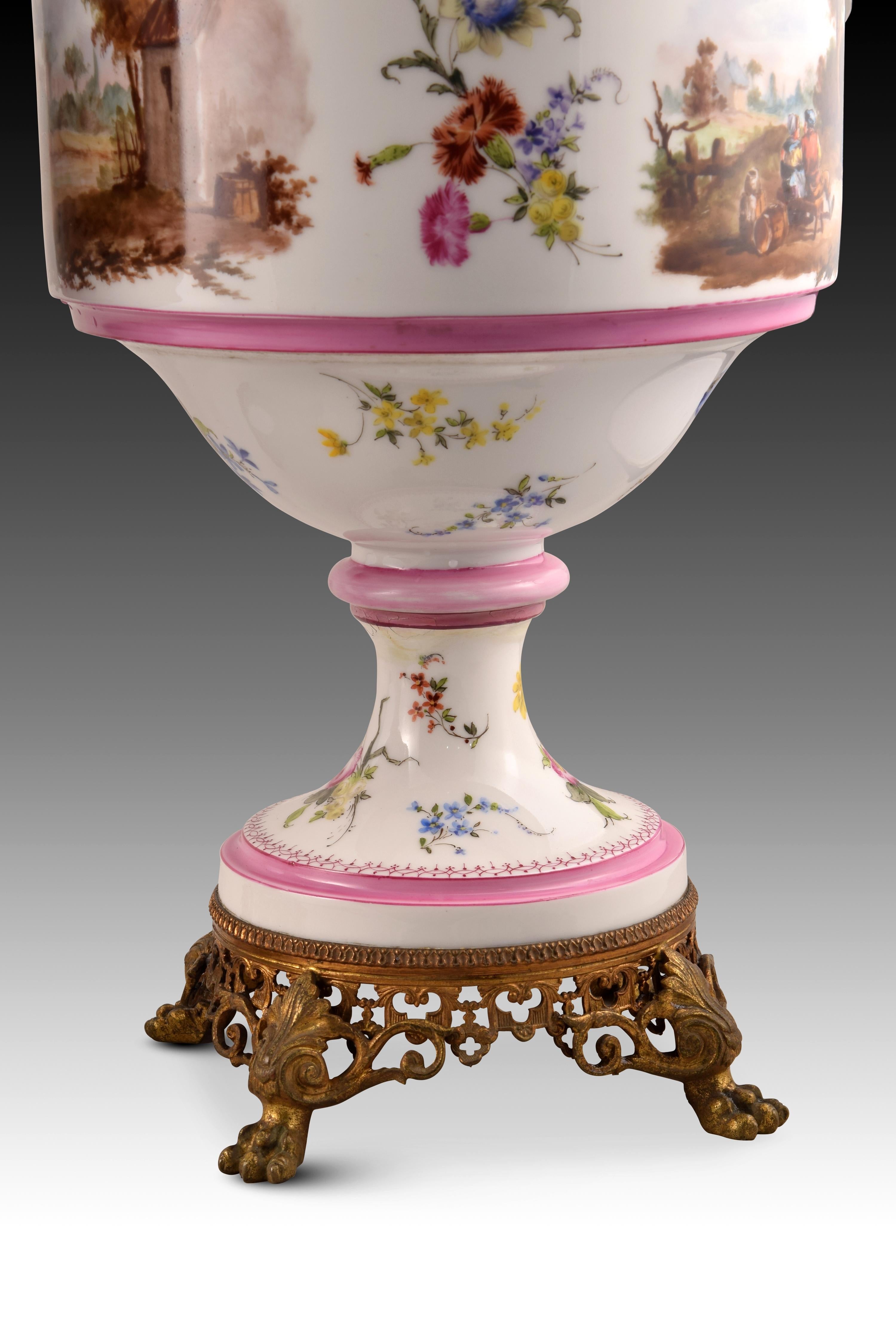 Pair of Vases, Porcelain, Metal, 19th Century For Sale 6