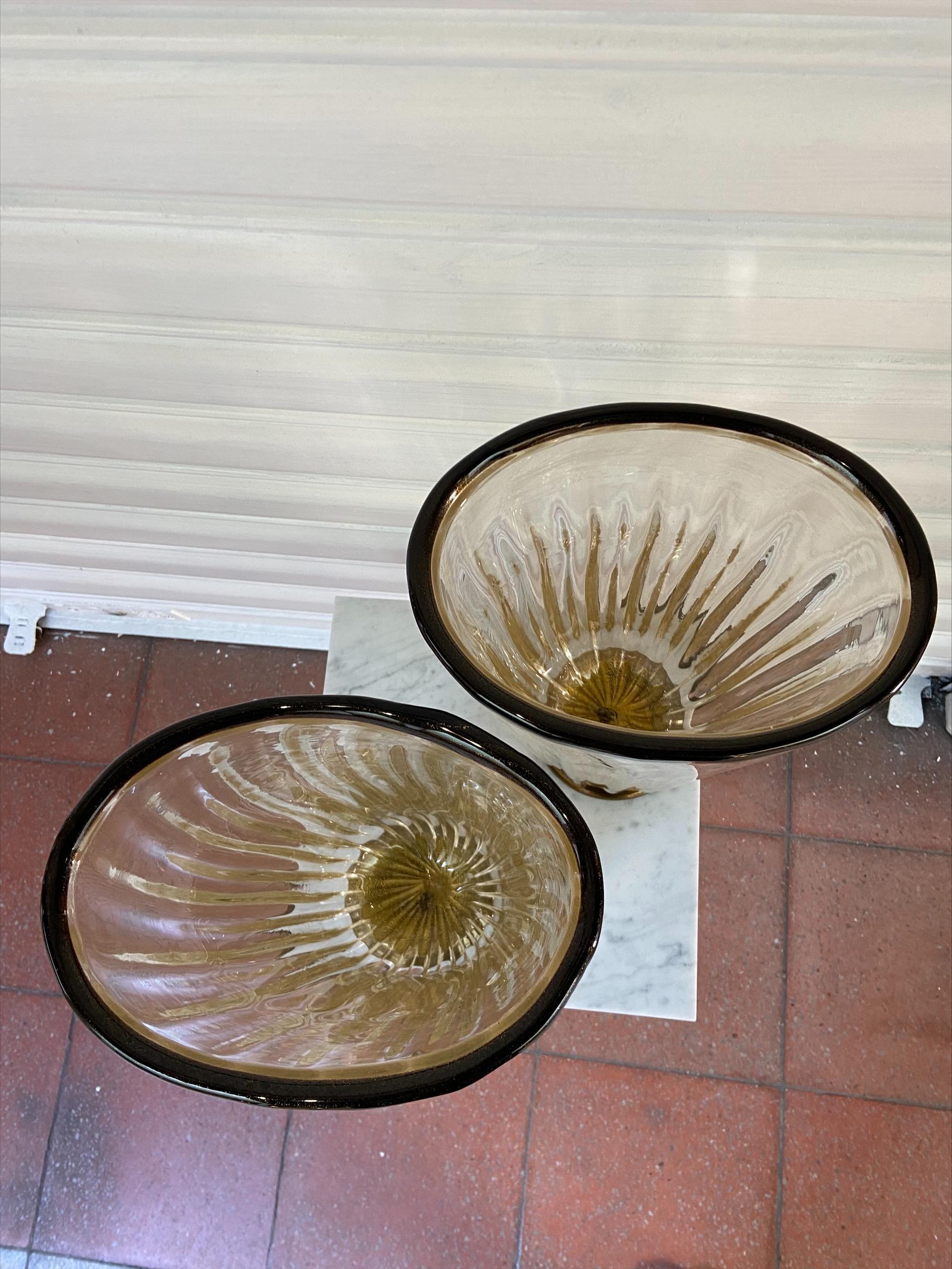 European Pair of Vases, Toso Murano Glass, 1980