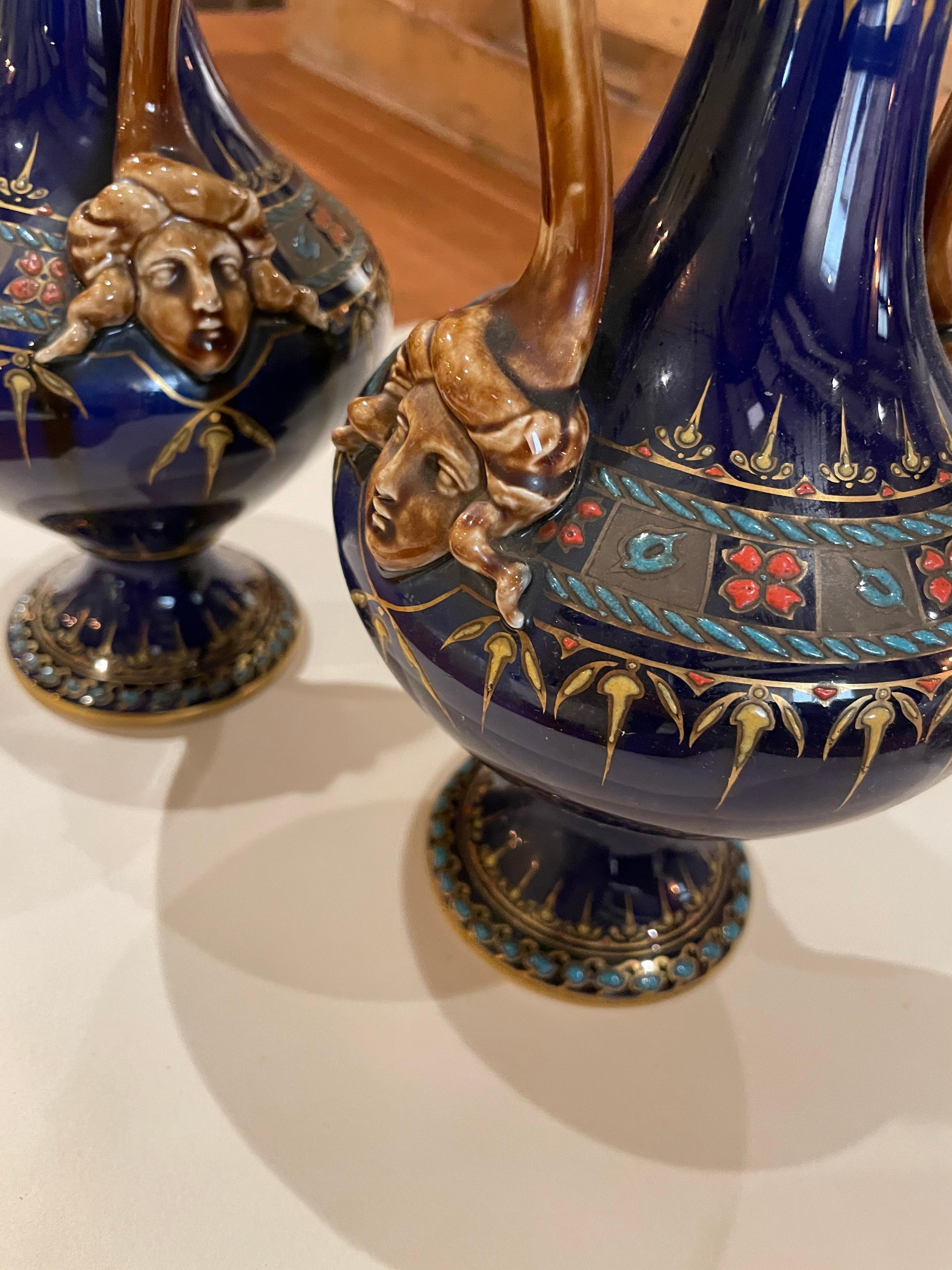 Pair of Vases, Villeroy & Boch Mettlach, circa 1885 In Good Condition In Sofia, BG