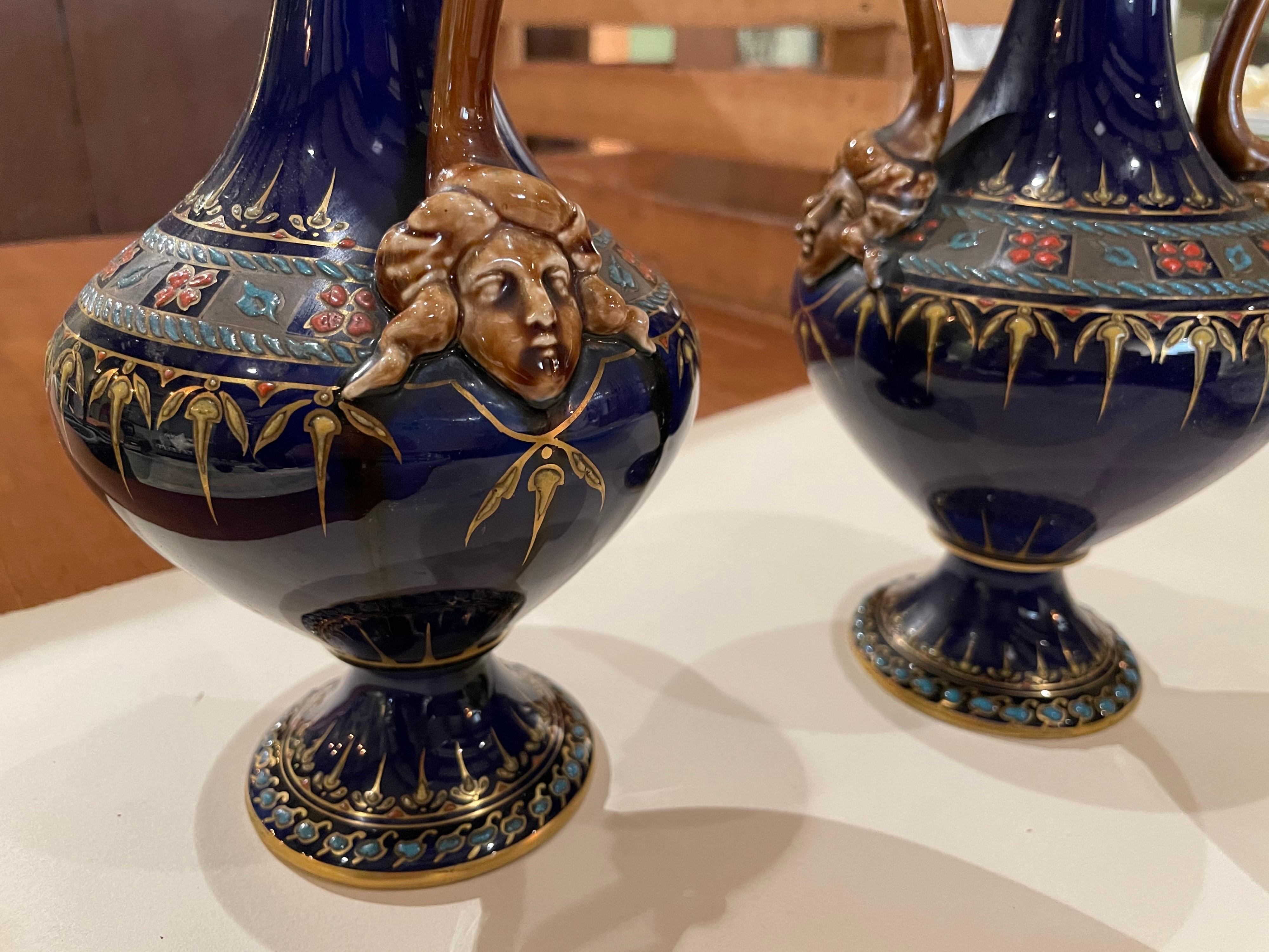 Late 19th Century Pair of Vases, Villeroy & Boch Mettlach, circa 1885
