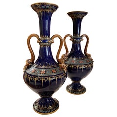 Pair of Vases, Villeroy & Boch Mettlach, circa 1885