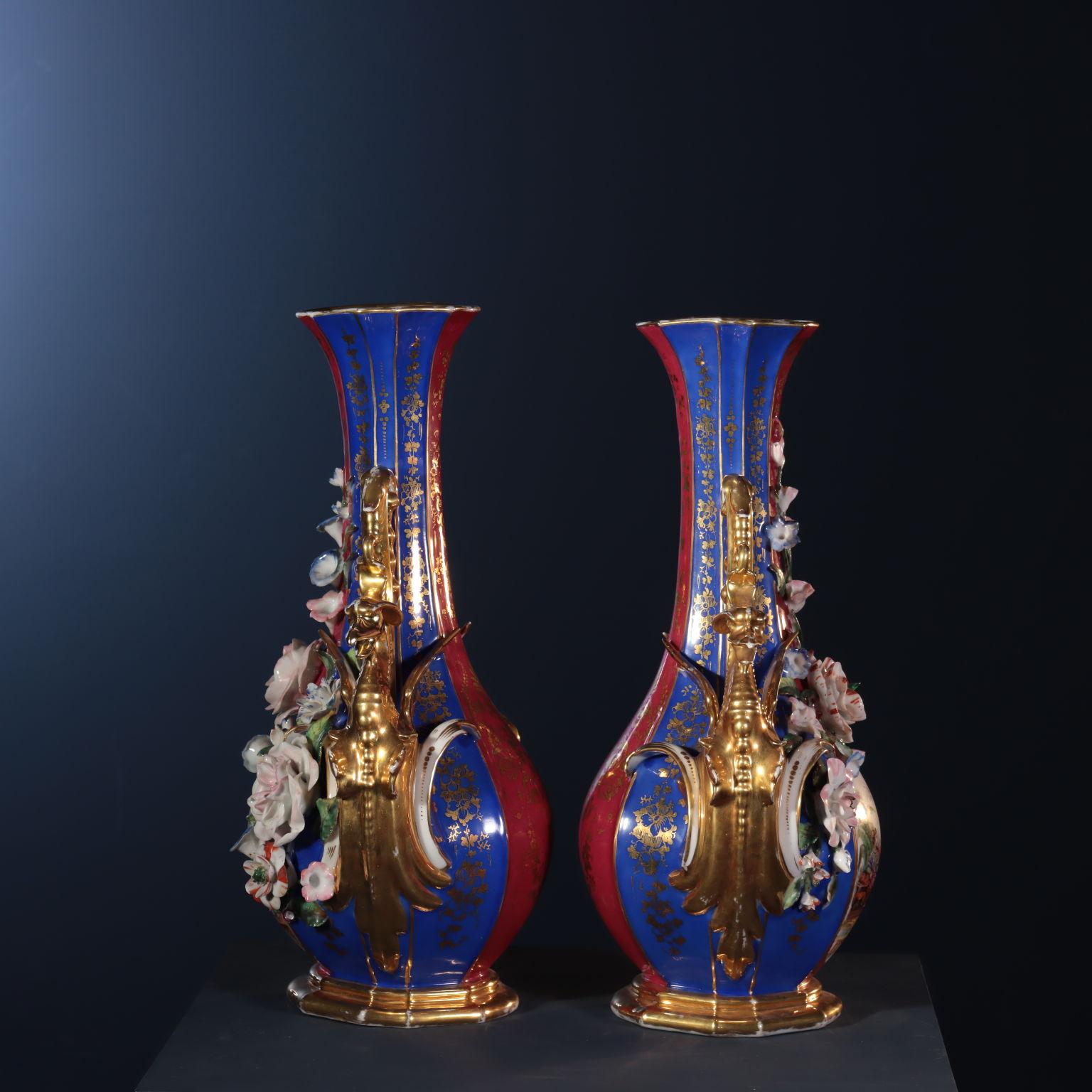 Pair of Vases with Oriental Figures, Attributed to Jacob Petit 1