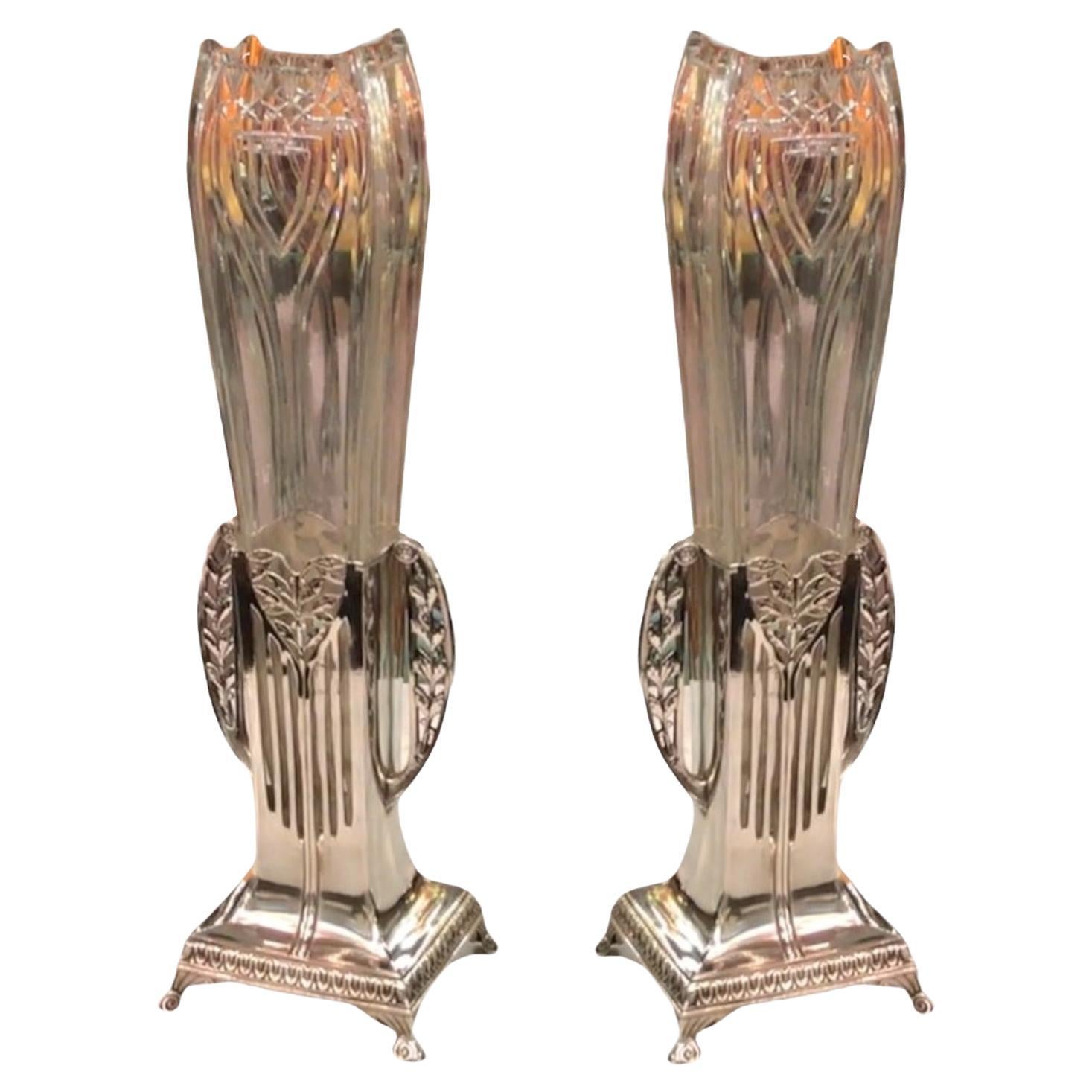 Paire de vases WMF, allemand, style Jugendstil, Art nouveau, Liberté, 1900 en vente