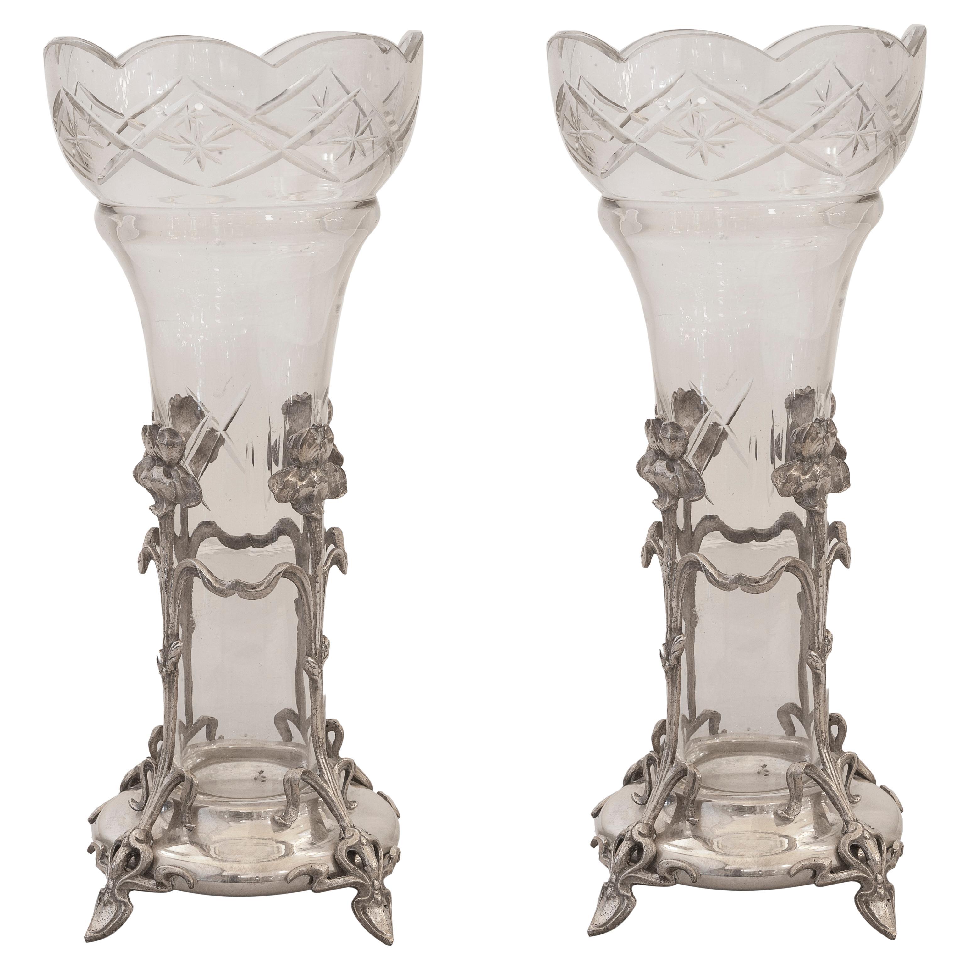 Pair of vases WMF, German, Style: Jugendstil, Art Nouveau, Liberty, 1900 For Sale
