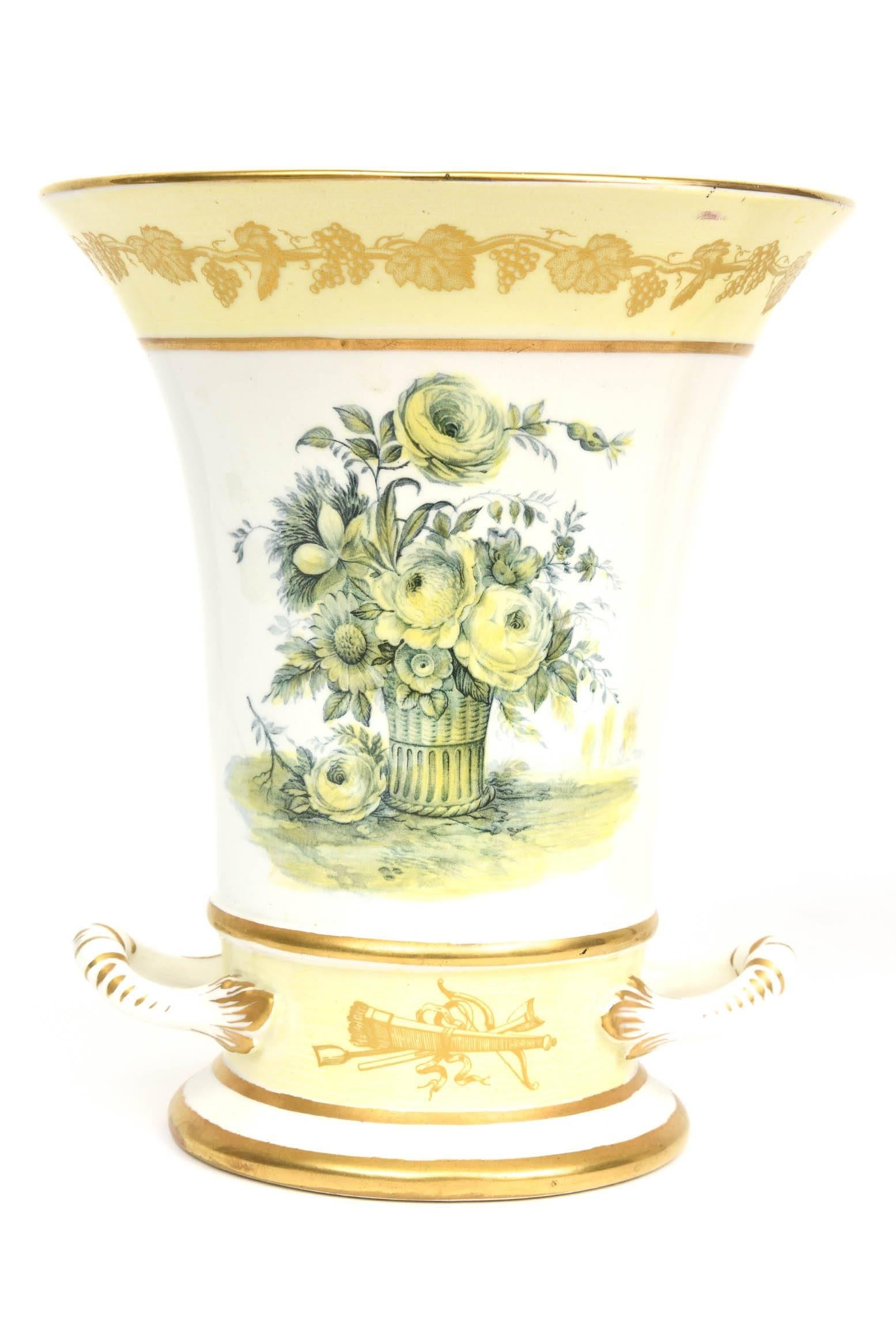 Porcelain Pair of Vases, Mottahedeh, Pretty Yellow Floral Design, Vintage