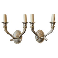 Paar Vaughn Silver Plate Double Arm Sudbury Wandleuchter