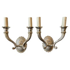 Pair Of Vaughn Silver Plate Double Arm Sudbury sconces