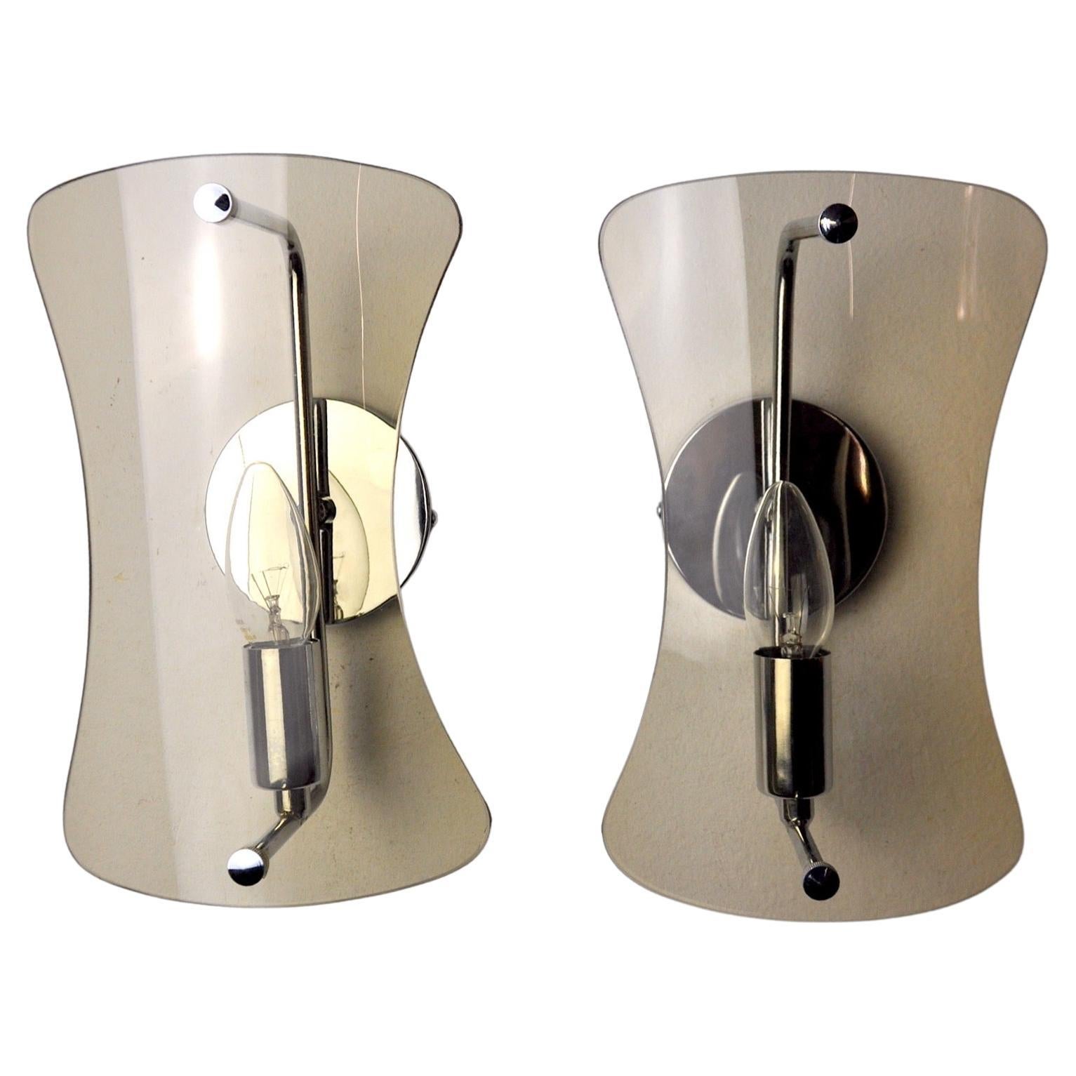Pair of Veca Black Sconces, Murano Glass, Italy, 1960 For Sale