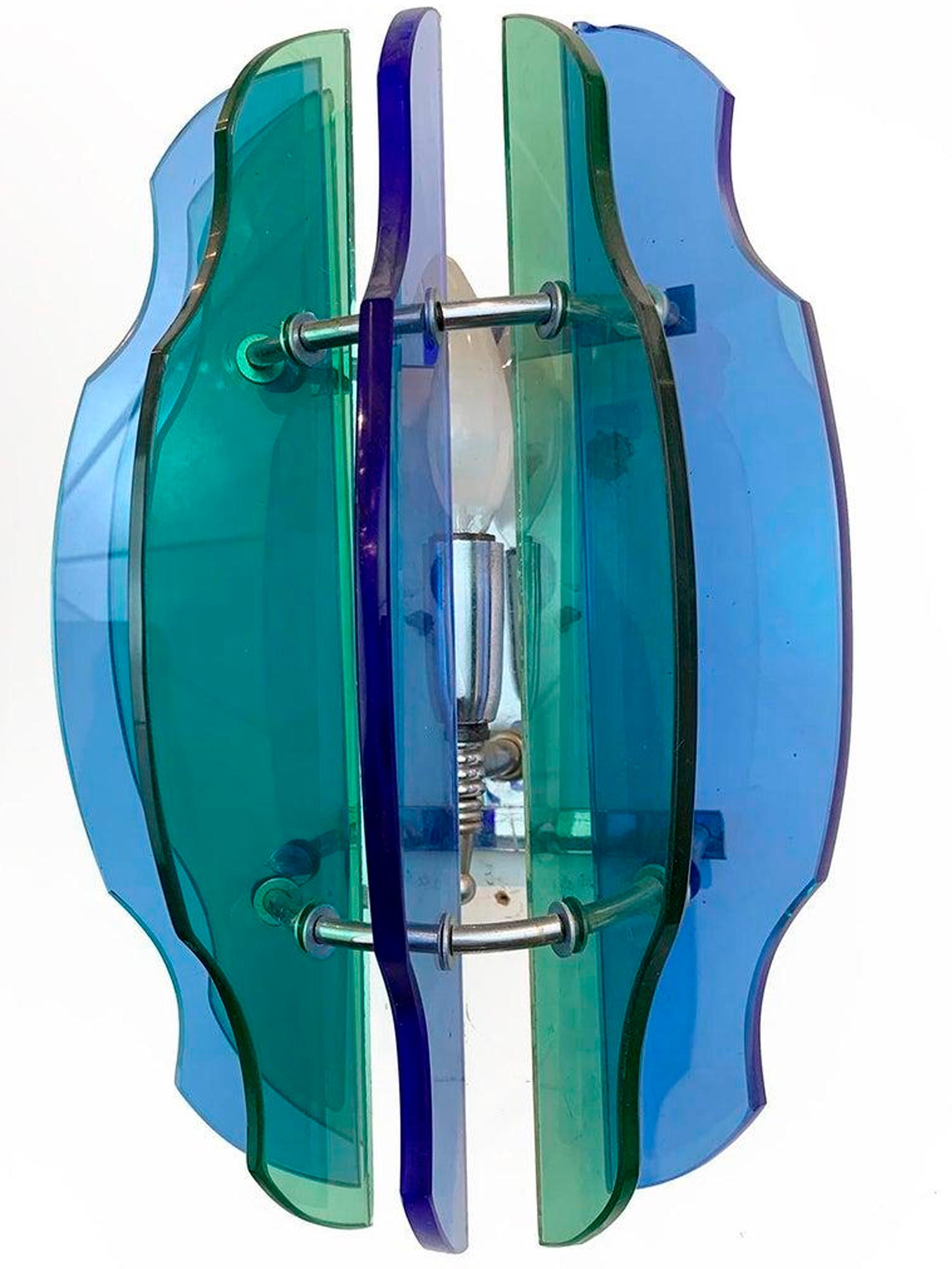 Paire d'appliques italiennes Veca en verre mi-siècle moderne en vente 4