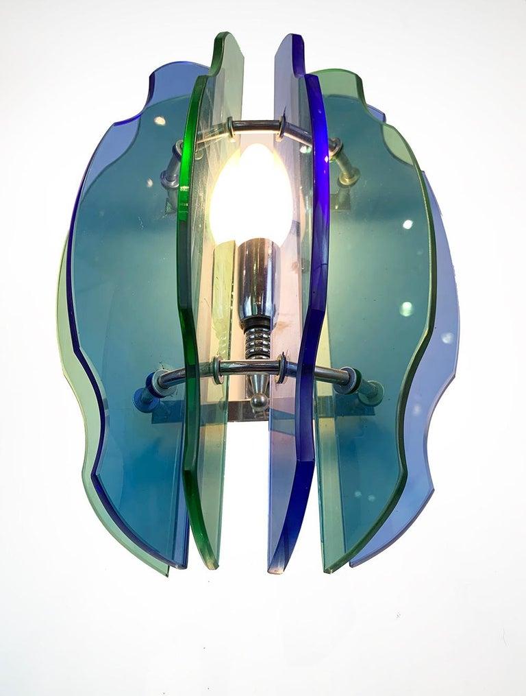 Mid-Century Modern Paire d'appliques italiennes Veca en verre mi-siècle moderne en vente