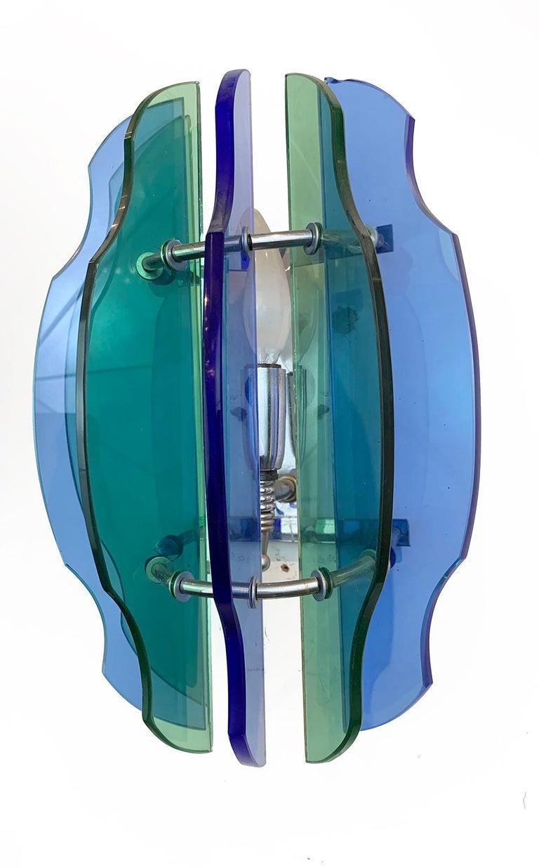 20ième siècle Paire d'appliques italiennes Veca en verre mi-siècle moderne en vente