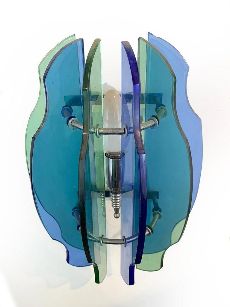 Verre Paire d'appliques italiennes Veca en verre mi-siècle moderne en vente