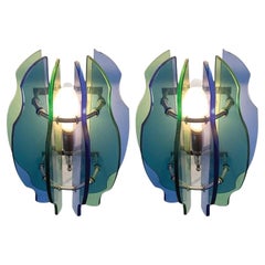 Coppia di lampade in vetro italiane Veca della metà del secolo scorso