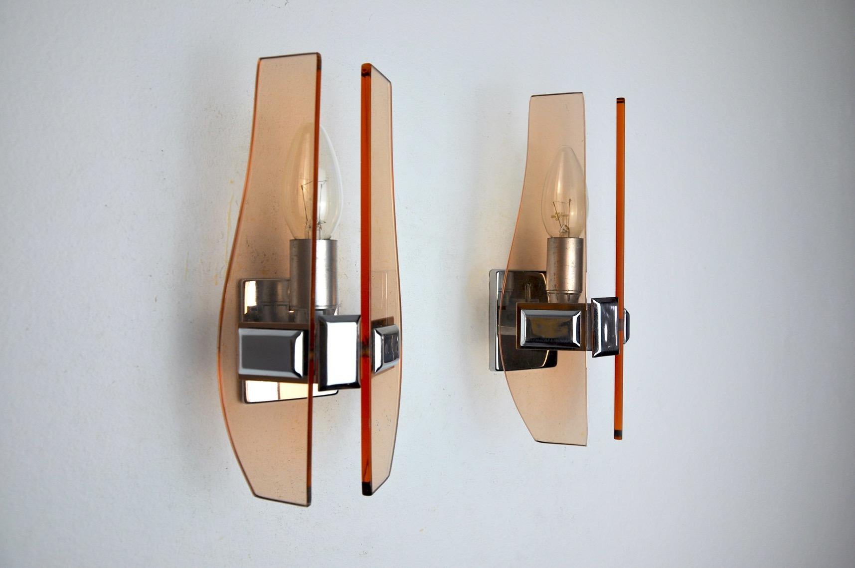 Italian Pair of Veca Rose Sconces, Murano Glass, Italy, 1960 For Sale