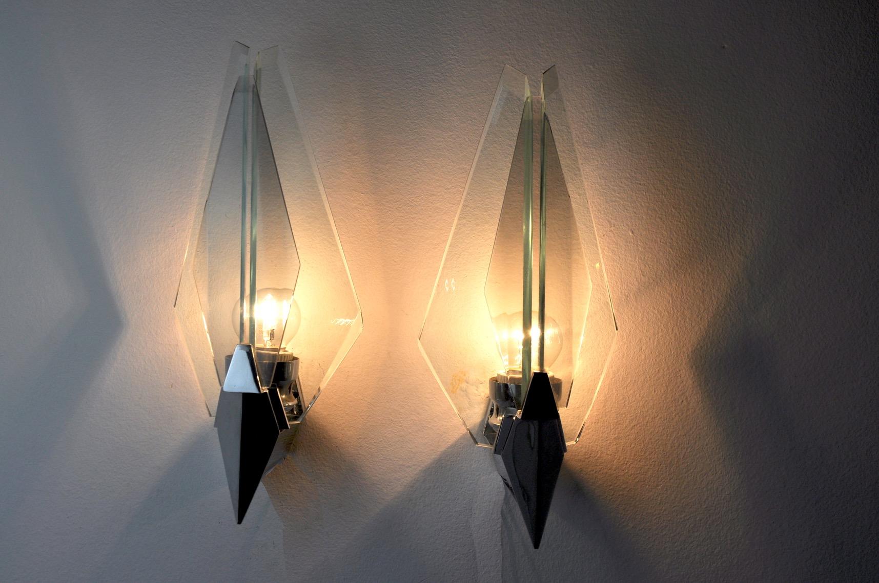 Pair of Veca Sconces, Italy, 1970s In Good Condition For Sale In BARCELONA, ES