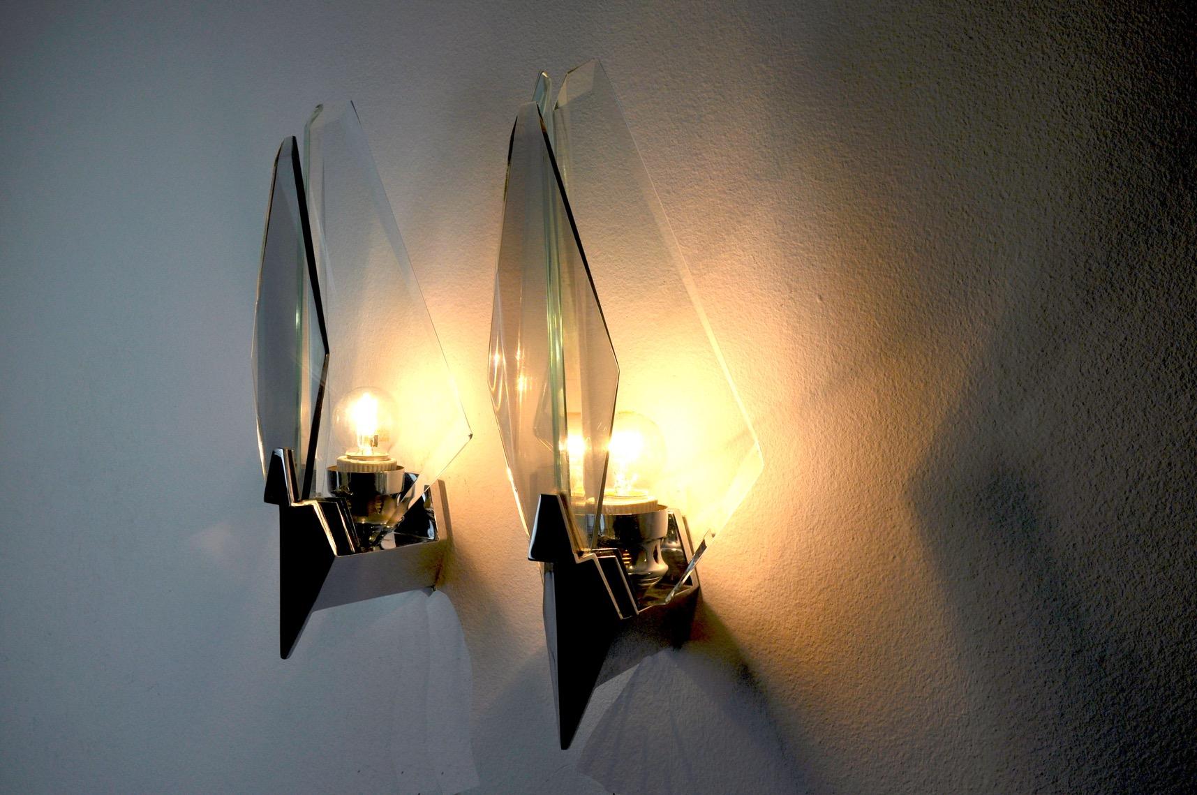 Late 20th Century Pair of Veca Sconces, Italy, 1970s For Sale