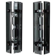 Pair of Veca Sconces, Murano Beveled Glass, Italy, 1970