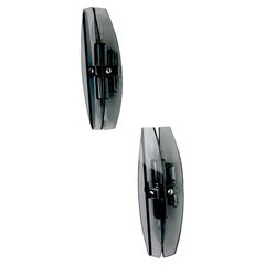 Juego de dos apliques de pared Veca, cristal de Murano negro, Italia, década de los 70