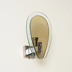 Par de apliques de pared Veca en cristal de bronce ahumado y cromo, Italia, década de 1970
