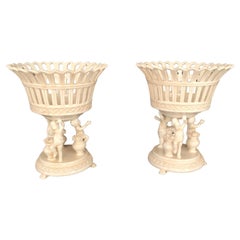 Pair of Vecchia Este (Padua) 1960 ceramic fruit stands